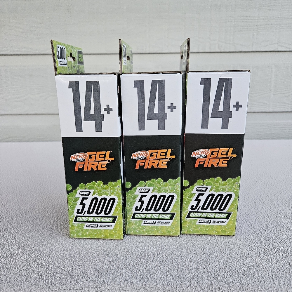 Nerf Pro Gel Fire Nightfall Hopper Hasbro 5,000 Rounds x 3 Pack Glow in Dark - Picture 2 of 6